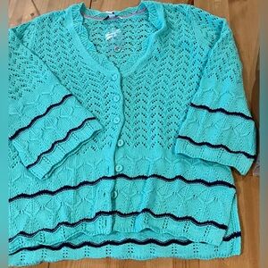 NWOT Isaac Mizrahi Live Women's Turquoise Knit Cardigan Sweater Size Medium